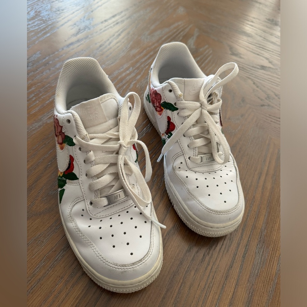 Nike Air Force Ones about 5 years old. Hand drawn. Size 6.5